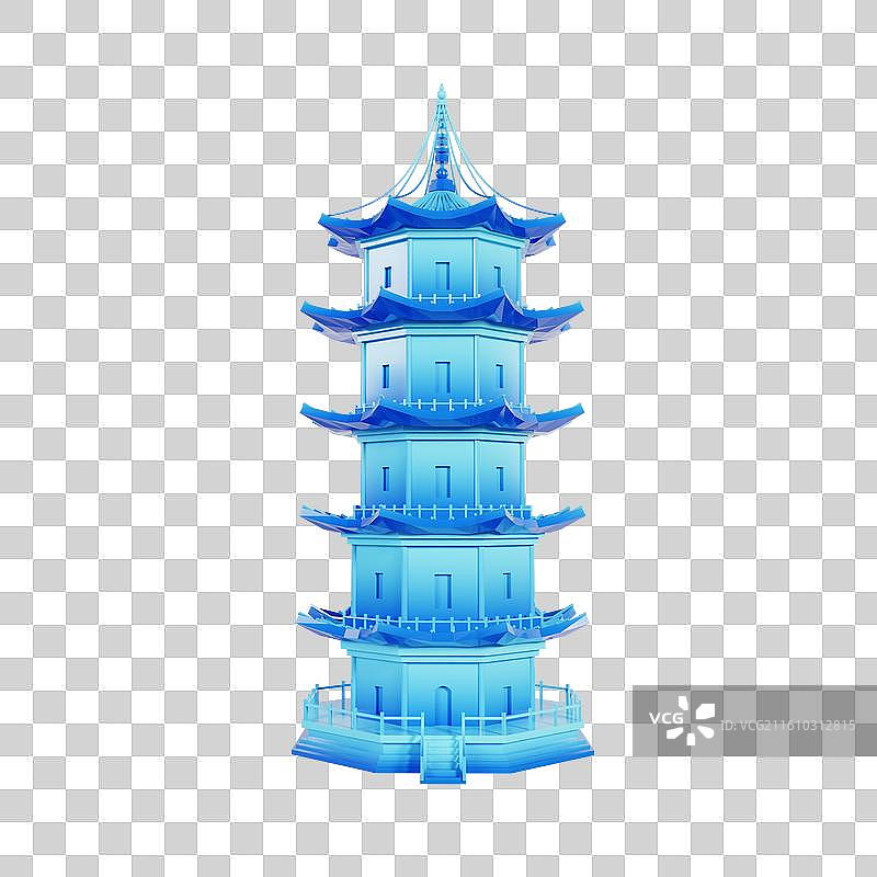 3D渲染的泉州古建筑东西塔元素泉州城市元素图片素材