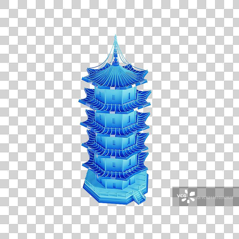 3D渲染的泉州古建筑东西塔元素泉州城市元素图片素材