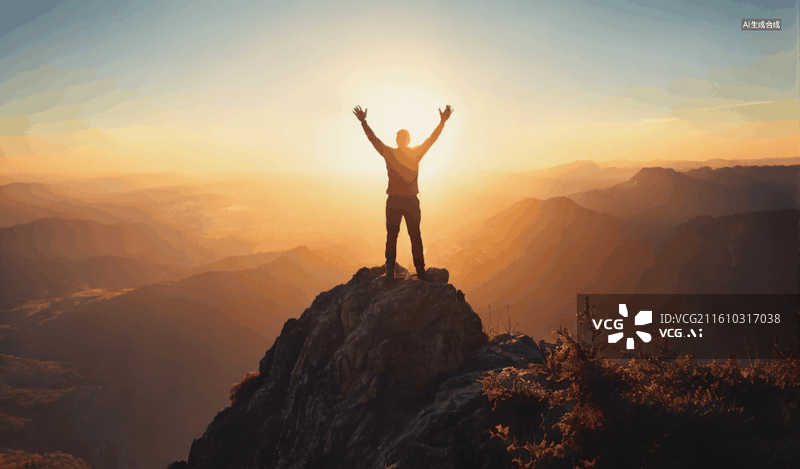 【AI数字艺术】登顶巅峰图片素材