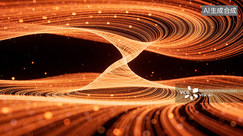 【AI数字艺术】动感抽象橙色线条构成的视觉效果图片素材