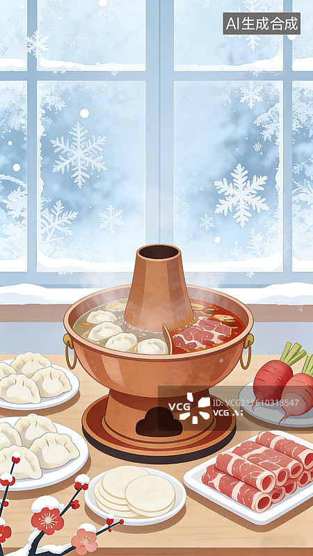 【AI数字艺术】冬季火锅聚餐图片素材