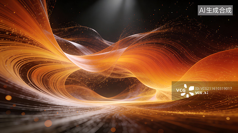 【AI数字艺术】动感活力抽象橙色波浪背景图片素材