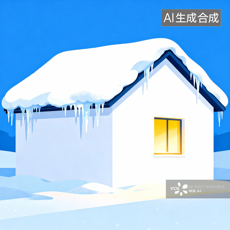 【AI数字艺术】寒冬厚重的积雪覆盖着房屋图片素材