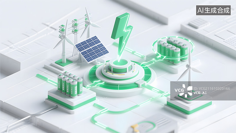 【AI数字艺术】2.5D 新能源电池电力设施设备图片素材