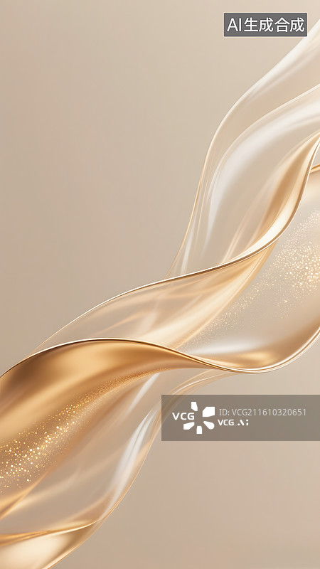 【AI数字艺术】柔和金色香槟色渐变流体丝绸绸子背景图片素材