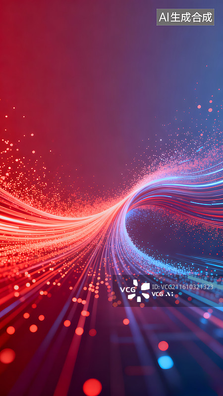 【AI数字艺术】喜庆红色未来科技感KV背景图片素材