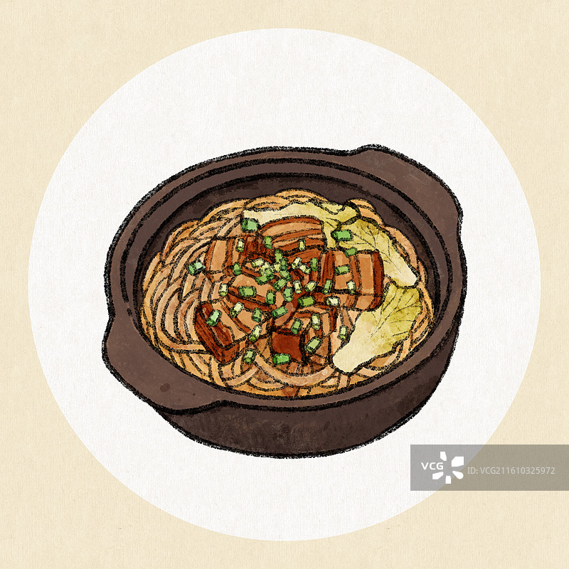 辽宁美食插画-猪肉炖粉条图片素材