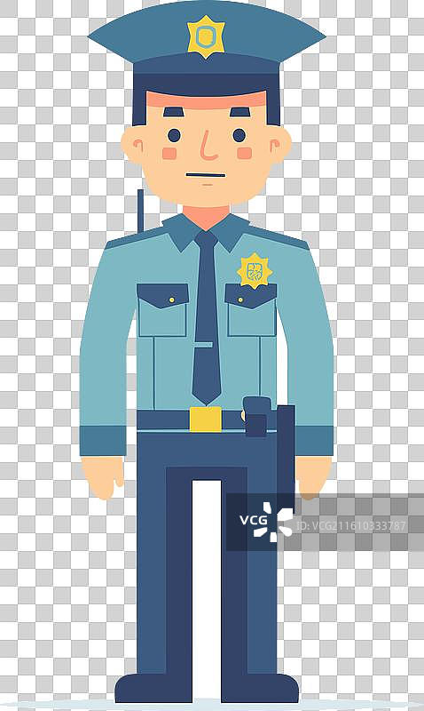 年轻的男警官自信地站着图片素材