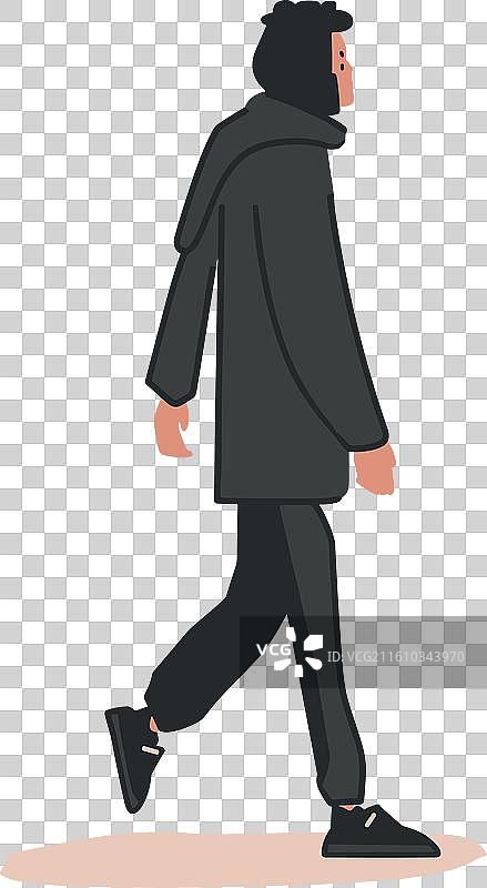 年轻成年男性模特侧身行走图片素材