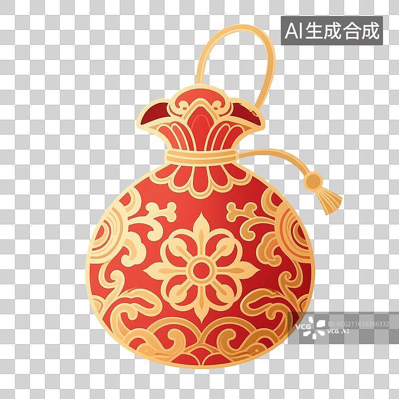 【AI数字艺术】中国风手绘插画，，国风小物件，端午节香囊，艾草香包，荷包，七夕节，锦缎香包锦囊挂件，免抠元素图片素材