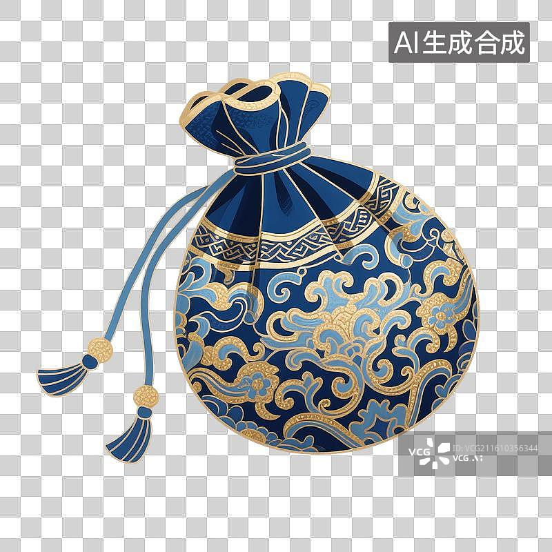 【AI数字艺术】中国风手绘插画，，国风小物件，端午节香囊，艾草香包，荷包，七夕节，锦缎香包锦囊挂件，免抠元素图片素材