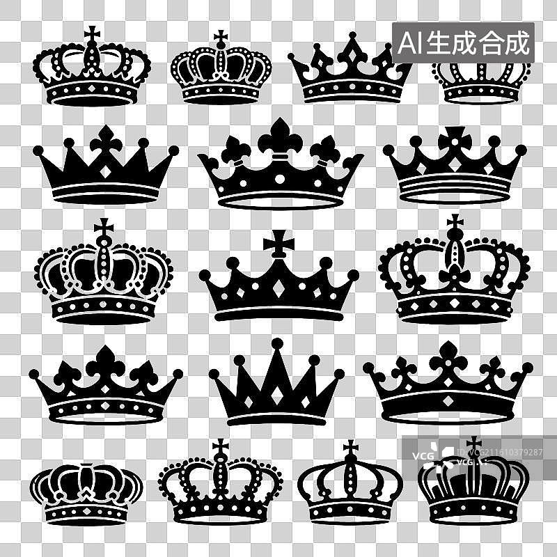 【AI数字艺术】[矢量EPS素材]各种皇冠剪影集合图片素材