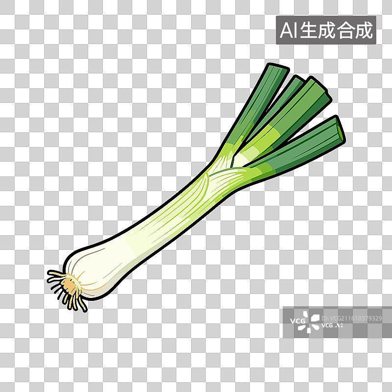 【AI数字艺术】[矢量EPS素材]新鲜的绿色韭菜蔬菜图片素材