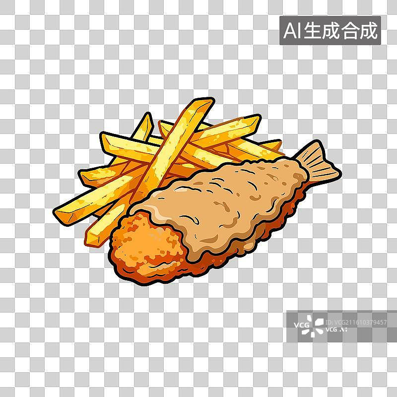 【AI数字艺术】[矢量EPS素材]美味炸鱼排配金黄薯条图片素材