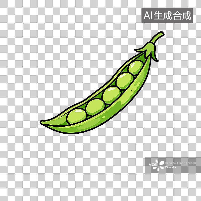 【AI数字艺术】[矢量EPS素材]新鲜绿色豌豆荚及内部豌豆图片素材