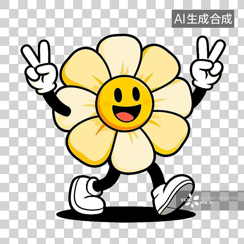 【AI数字艺术】[矢量EPS素材]快乐卡通雏菊角色图片素材