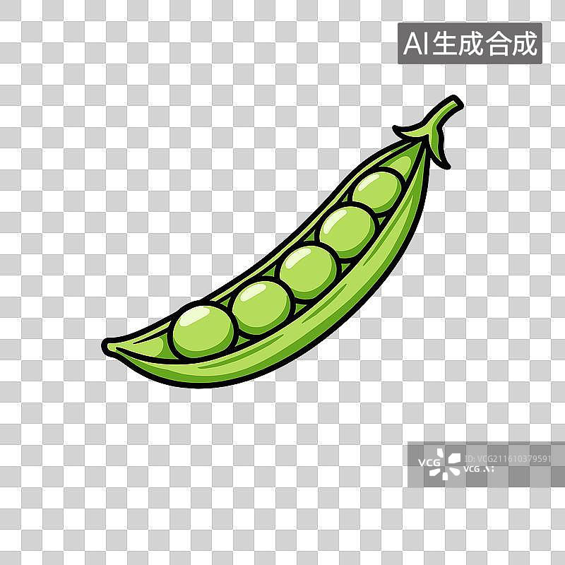 【AI数字艺术】[矢量EPS素材]新鲜翠绿的豌豆荚图片素材