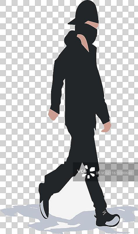 自信行走的男性剪影图片素材