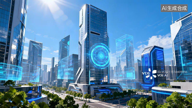 【AI数字艺术】未来城市科技建筑群图片素材