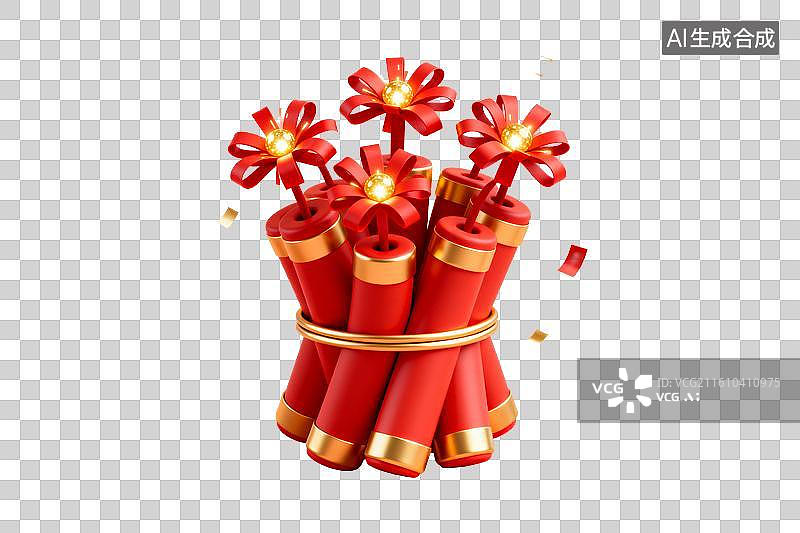 【AI数字艺术】红色鞭炮绽放花朵庆祝场景图片素材