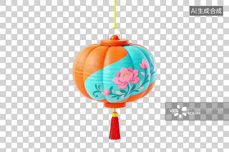 【AI数字艺术】彩色花卉图案灯笼悬挂展示图片素材