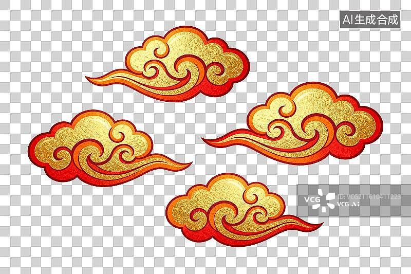 【AI数字艺术】金色祥云图案装饰元素图片素材