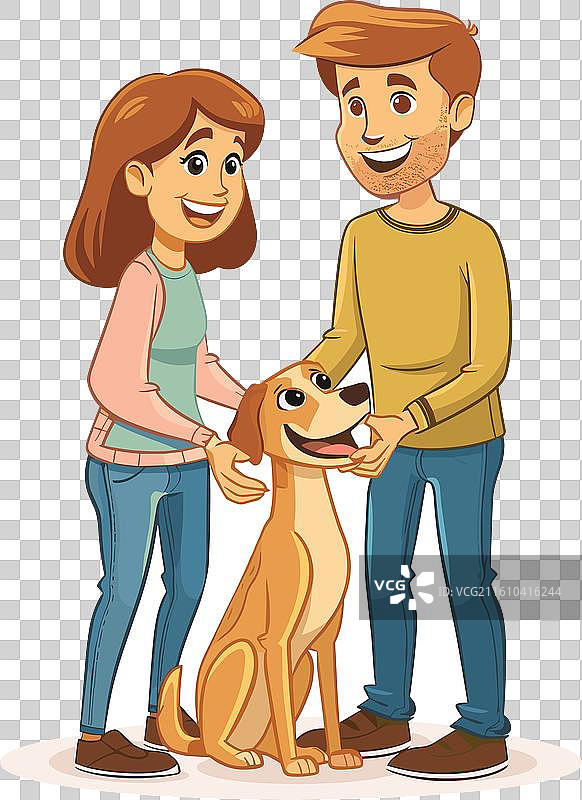 一对微笑的年轻夫妇正开心地轻拍他们的图片素材