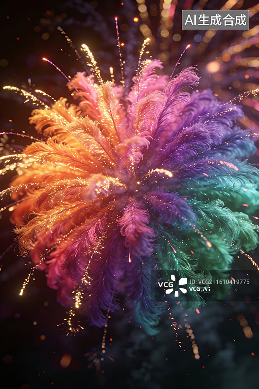 【AI数字艺术】多彩烟花绽放瞬间图片素材