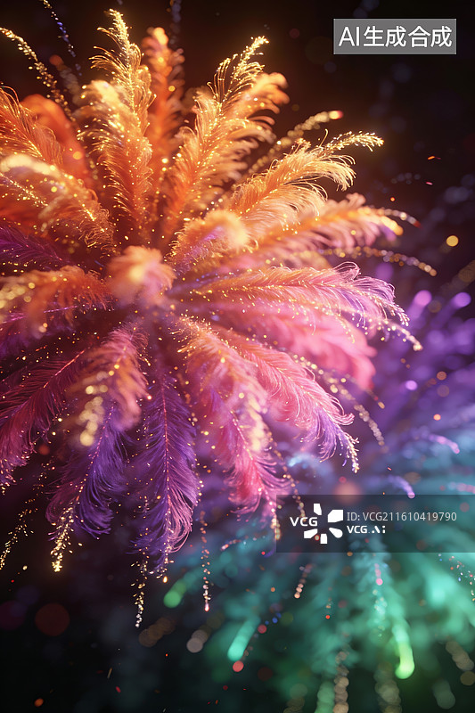 【AI数字艺术】绚丽多彩的烟花绽放图片素材