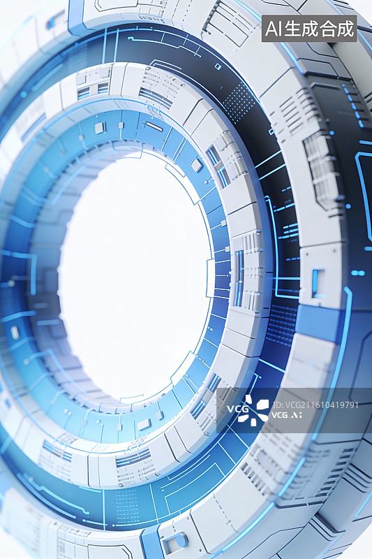 【AI数字艺术】未来科技环形结构图片素材