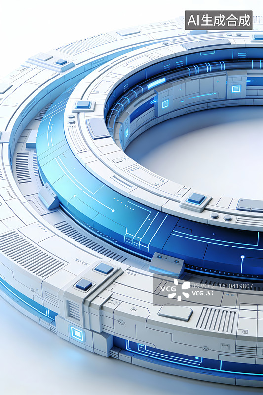 【AI数字艺术】未来科技环形结构图片素材