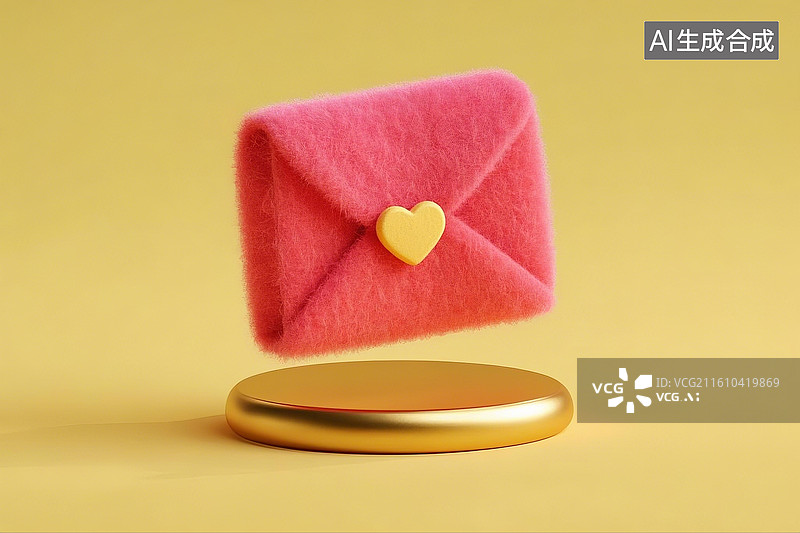 【AI数字艺术】3D卡通毛毡信封图片素材