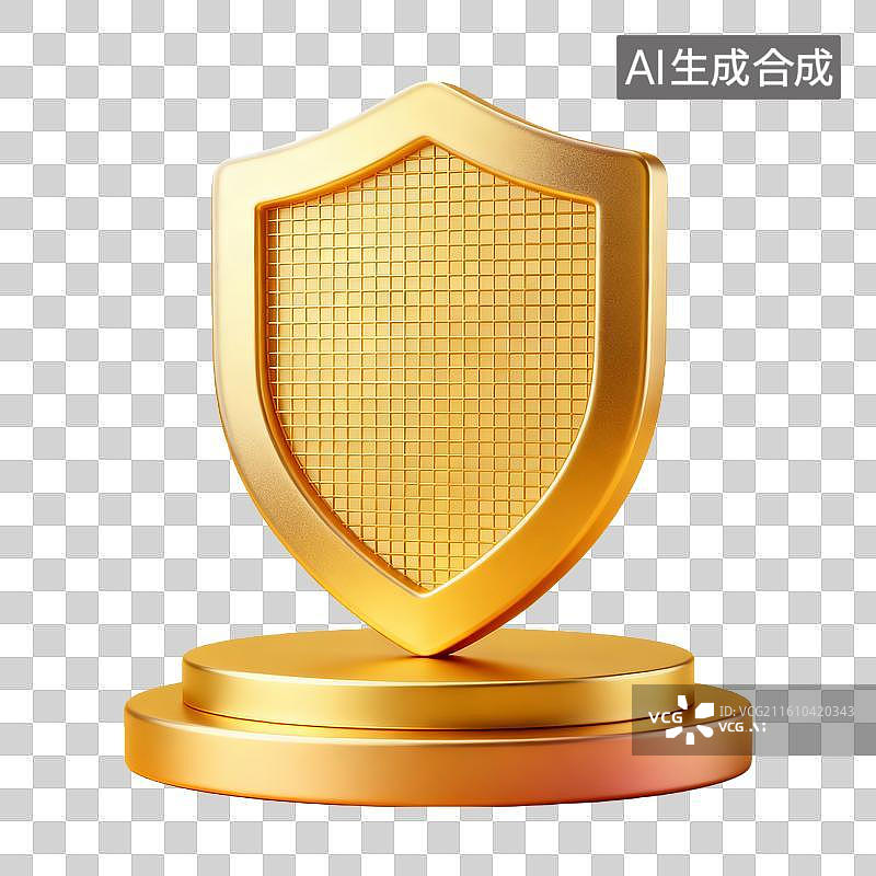 【AI数字艺术】金色盾牌图片素材