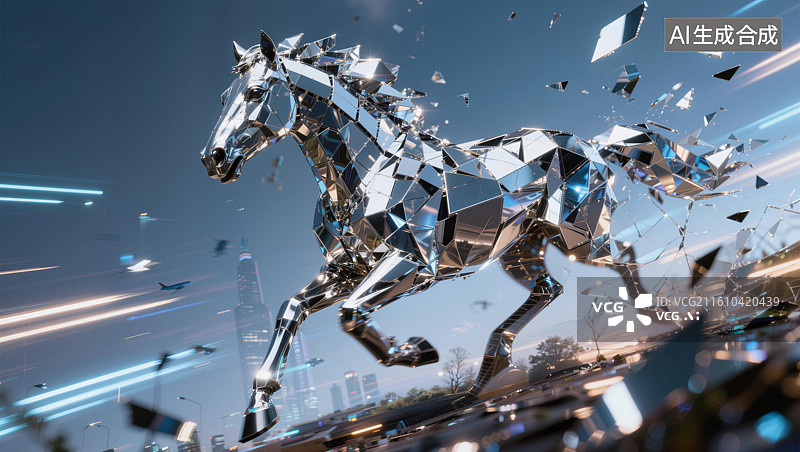 【AI数字艺术】飞奔中的骏马图片素材
