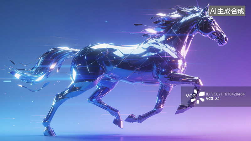 【AI数字艺术】飞奔中的骏马图片素材