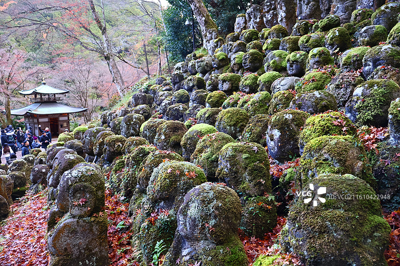 京都岚山爱宕念佛寺的小佛像图片素材