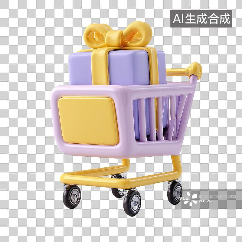 【AI数字艺术】可爱购物车图标图片素材