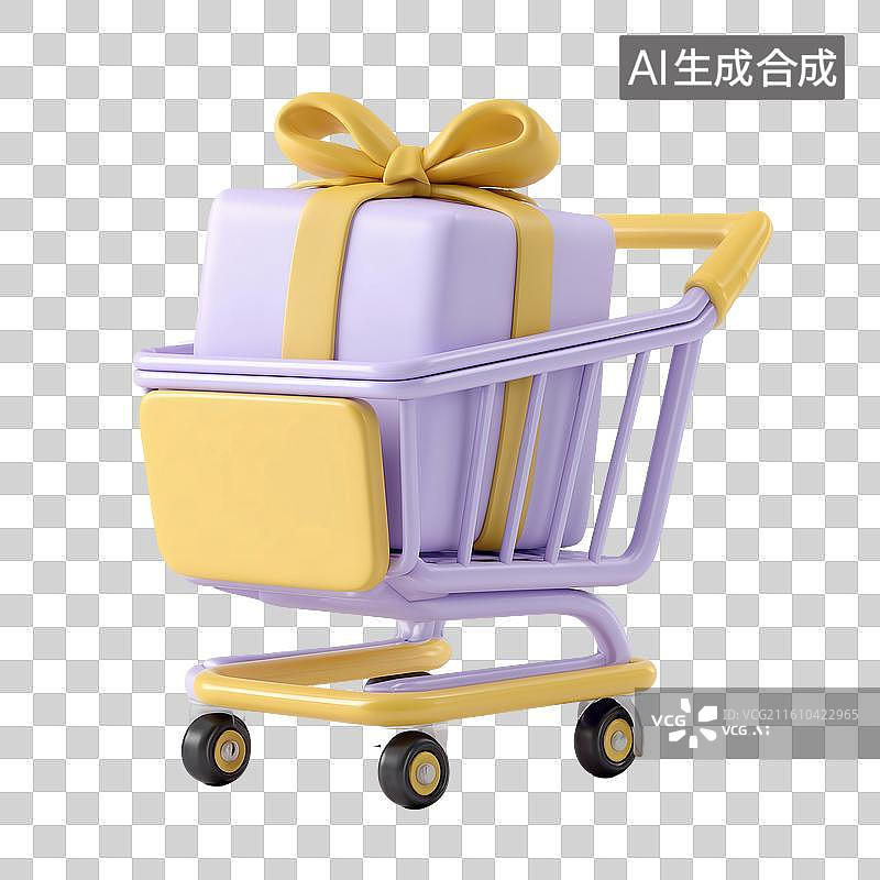 【AI数字艺术】可爱购物车图标图片素材
