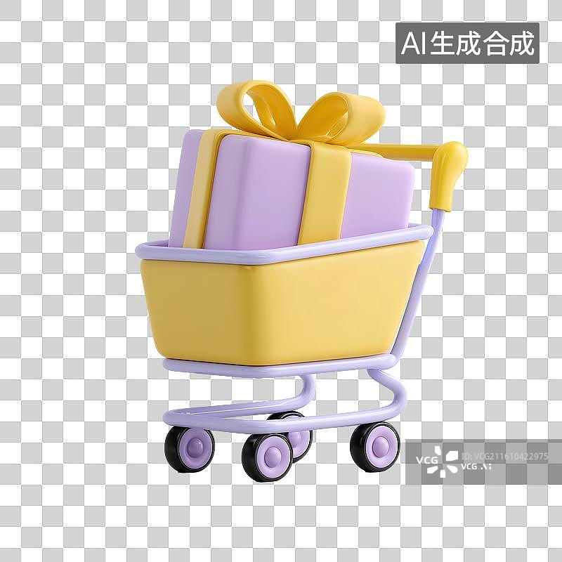 【AI数字艺术】可爱购物车图标图片素材