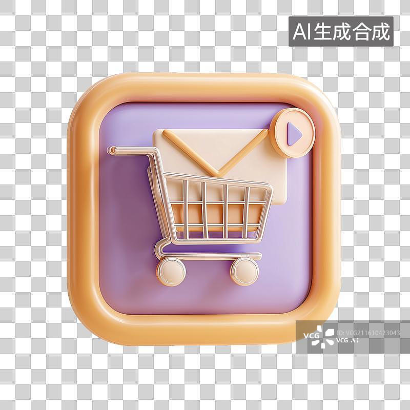 【AI数字艺术】可爱购物车图标图片素材