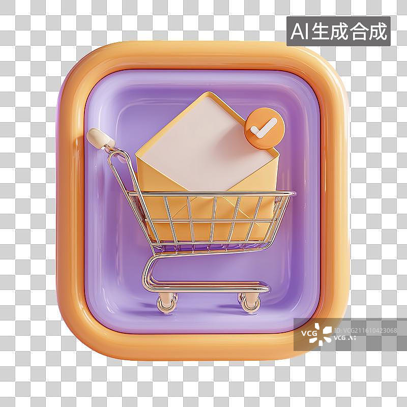 【AI数字艺术】可爱购物车图标图片素材