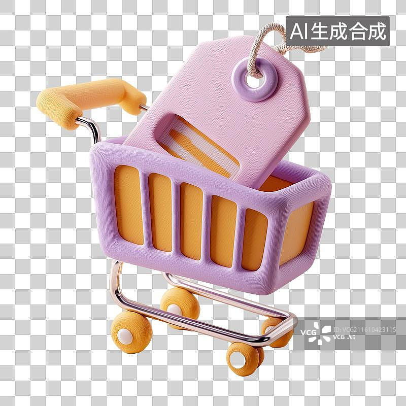 【AI数字艺术】可爱购物车图标图片素材