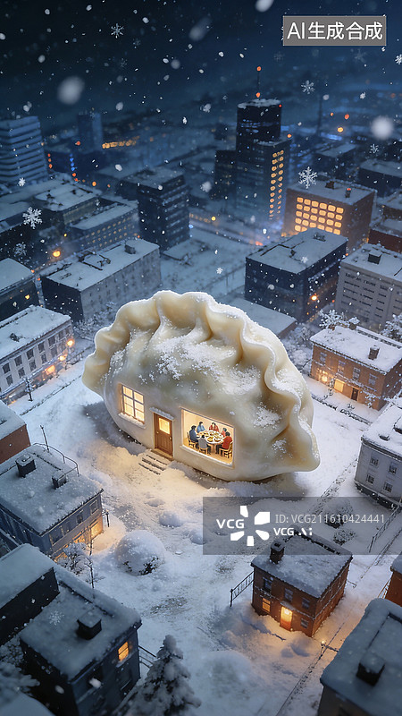 【AI数字艺术】微缩移轴二十四节气大雪冬至冬日海报图片素材