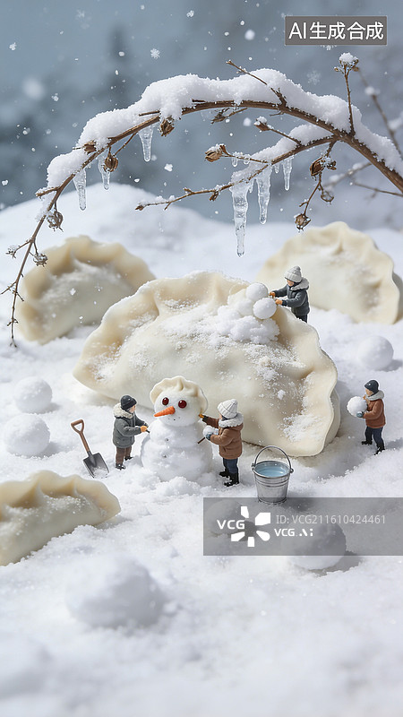 【AI数字艺术】微缩移轴二十四节气大雪冬至冬日海报图片素材