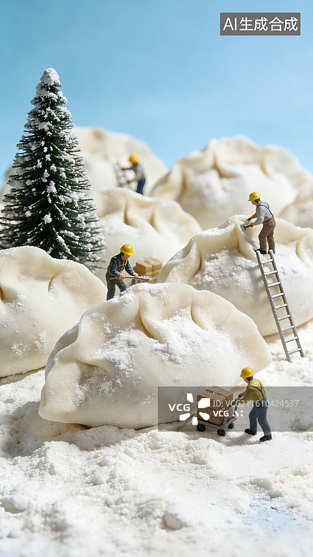 【AI数字艺术】微缩移轴二十四节气大雪冬至冬日海报图片素材