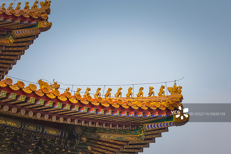 故宫古建筑屋顶神兽图片素材