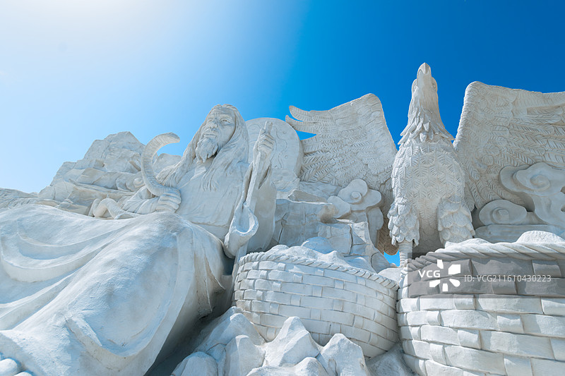 茶卡盐湖盐雕景观图片素材