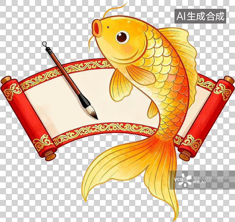 【AI数字艺术】2d卡通插画高考必胜校园考试锦鲤卷轴录取通知书金榜题名插画设计元素图片素材