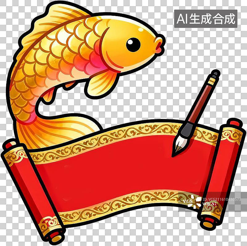 【AI数字艺术】2d卡通插画高考必胜校园考试锦鲤卷轴录取通知书金榜题名插画设计元素图片素材