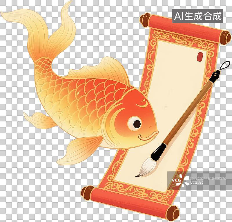【AI数字艺术】2d卡通插画高考必胜校园考试锦鲤卷轴录取通知书金榜题名插画设计元素图片素材